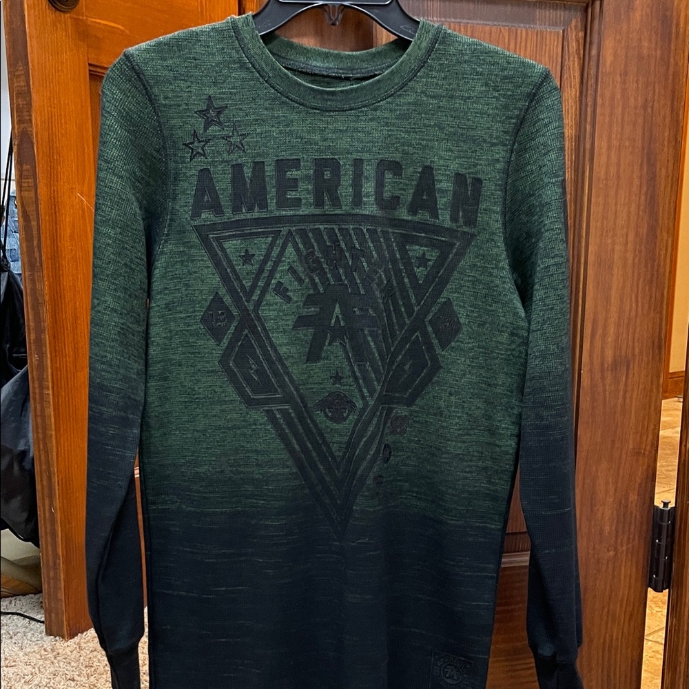 American Fighter Green and Black Crewneck Sweater